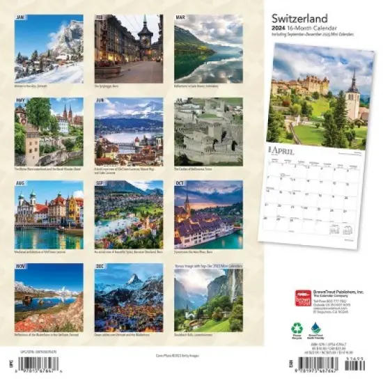 Browntrout 2024 Wall Calendar 12"x12" Switzerland image {1}