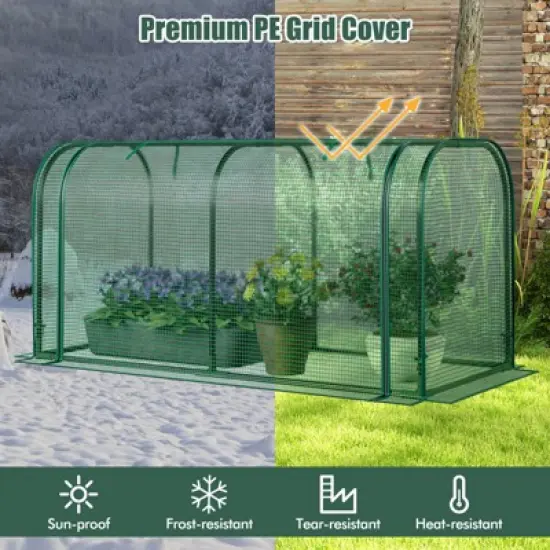 Costway Portable Mini Greenhouse 47" x 22" x 24" Outdoor Indoor Tunnel Greenhouse Green/White image {7}