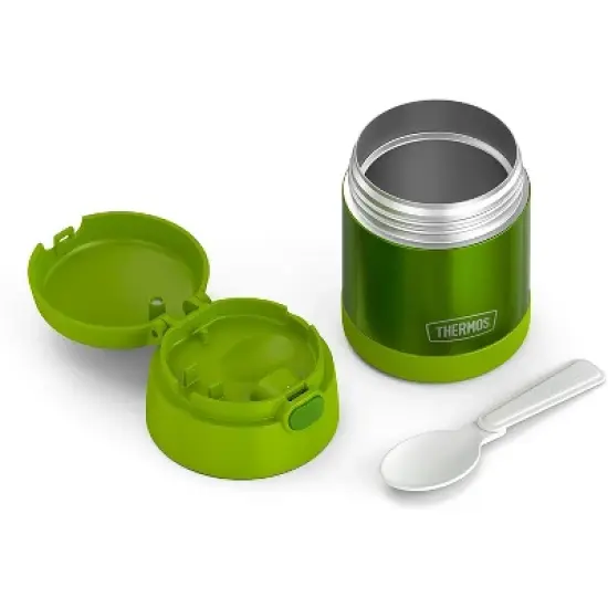 THERMOS FUNTAINER 10 Ounce Stainless Steel Vacuum Insulated Kids Food Jar with Folding Spoon, Lime image {5}