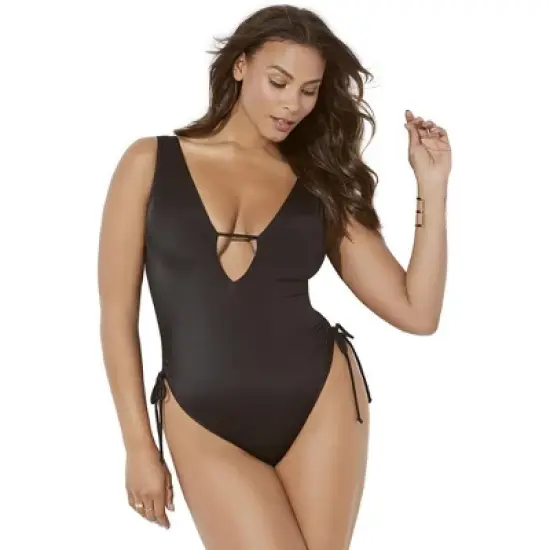 Swimsuits for All Women&rsquo;s Plus Size A-List Plunge One Piece Swimsuit image {1}