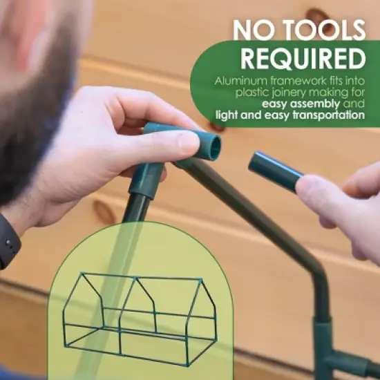 Garden Elements Indoor/Outdoor Metal Frame, Plastic Covered Angled Tunnel Greenhouse, White, Mini, 47&rdquo; image {4}