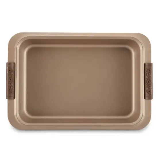 Anolon Advanced Bronze Bakeware 9" x 13" Nonstick Covered Cake Pan with Silicone Grips: Rectangular, Even-Heating, Lid image {5}
