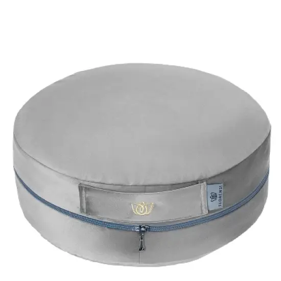 Florensi Adjustable Round Meditation Cushion, Removable & Washable Velvet Cover, Buckwheat Fill image {6}