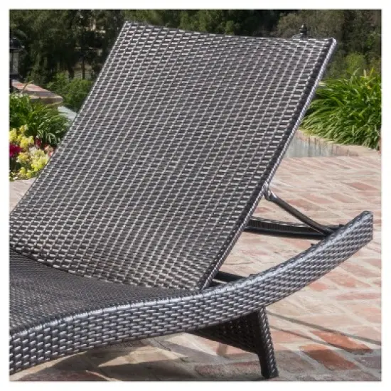 Salem Brown Wicker Adjustable Chaise Lounge: Weather-Resistant with Cushion - Christopher Knight Home image {2}