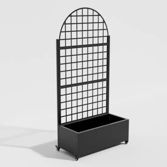 PexFix 71" x 35.4" Tall Wrought Iron Garden Arched Trellis with Planter Box Black Outdoor Plant Support for Climbing Flowers Vines Patio Yard Decor image {10}