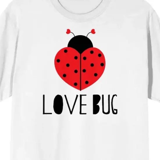 V Day Love Bug Crew Neck Short Sleeve Women's White T-shirt image {1}
