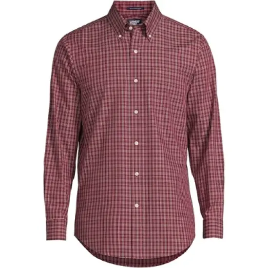Lands' End Men's Traditional Fit Solid No Iron Supima Pinpoint Buttondown Collar Dress Shirt image {11}