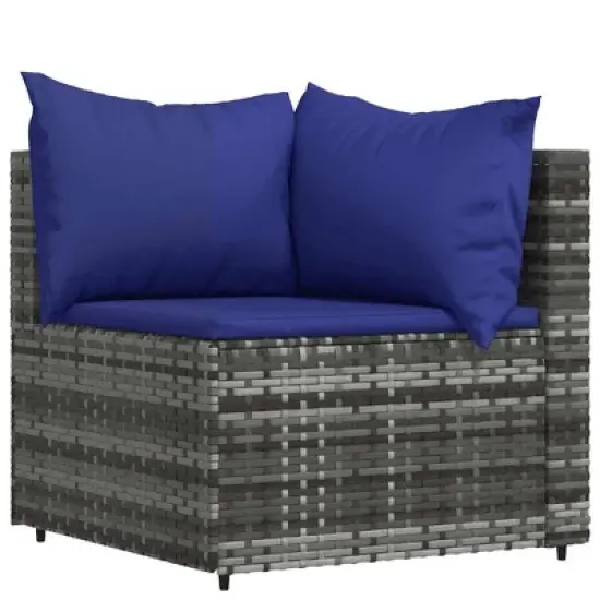 vidaXL Patio Lounge Set Gray PE Rattan Standard Modular image {3}