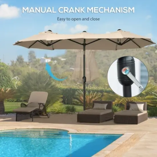 NicBex 9.5FT Double-Sided Patio Umbrella,Outdoor Patio Umbrella with Push Button Tilt & Crank,12-Rib Outdoor Market Umbrella for Pool,Garden image {2}