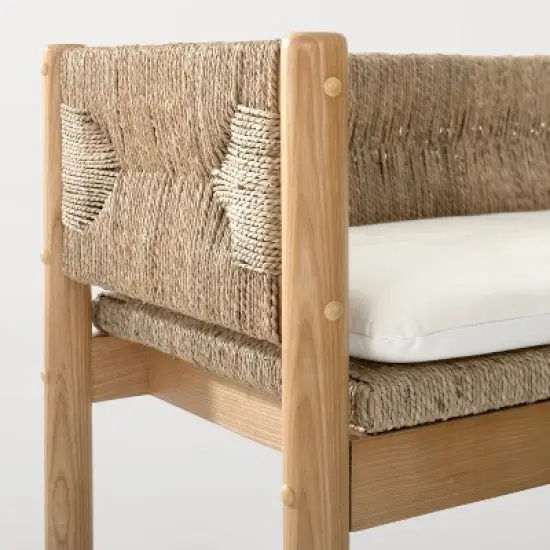 Elden Wood Bench with Woven Back and Loose Cushion Seat - Threshold&trade; designed with Studio McGee image {4}
