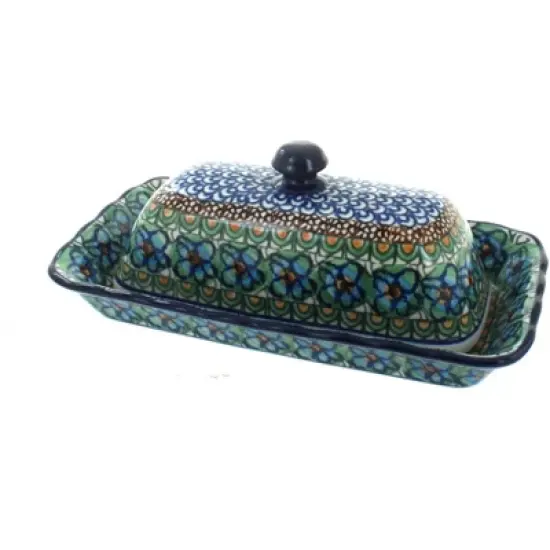 Blue Rose Polish Pottery A65 Ceramika Artystyczna Butter Dish image {8}