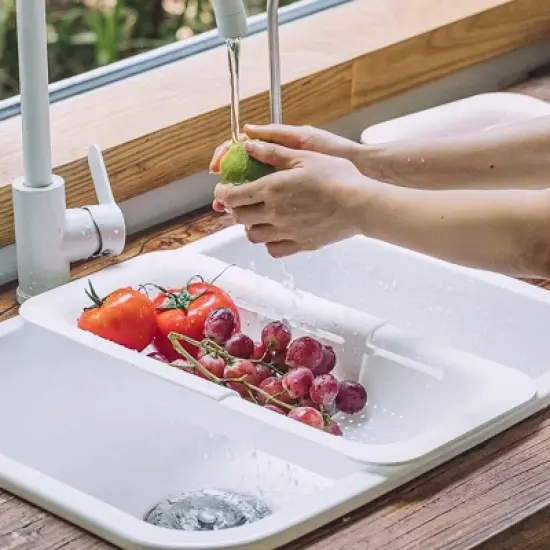 Collapsible Sink Colanders and Strainers Basket Over the Sink Colander Collapsible Colander Extendable Plastic Fruit image {4}