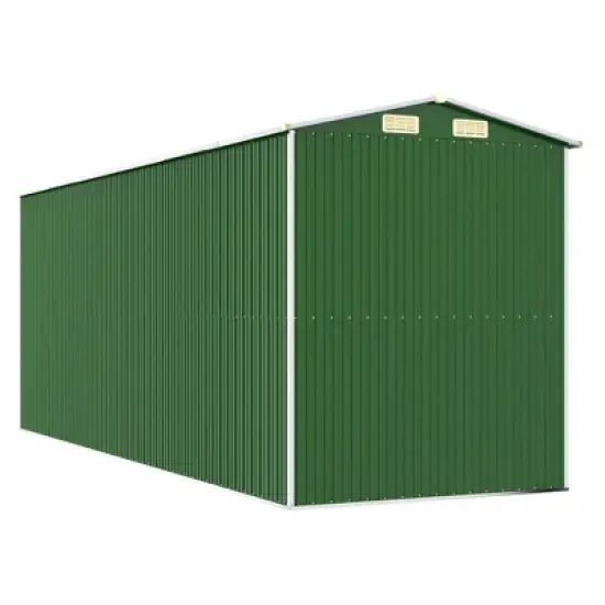 vidaXL Garden Shed Green Galvanized Steel Large Garden Shed - 75.6" x 205.9" x 87.8" image {5}