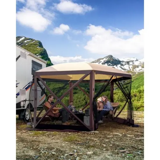 Pop-Up Screen Tent Gazebo, 12 x 12 Ft Camping Canopy Instant Shade, Featuring 6 Removable Privacy Canopy, and Made from 210D Oxford Fabric image {2}