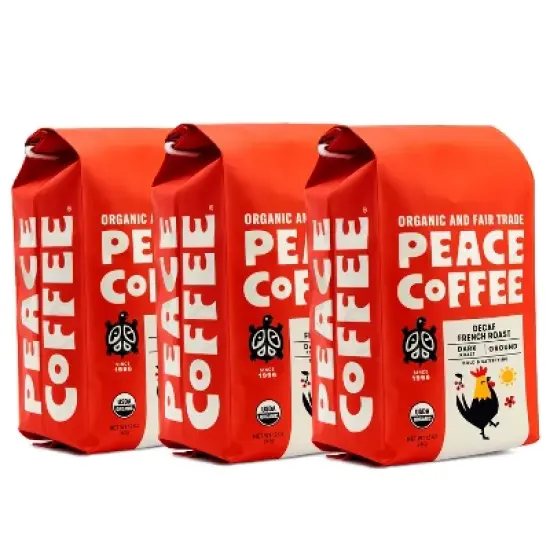 Peace Coffee French Roast Ground Coffee - Decaf - 36oz/3ct image {1}