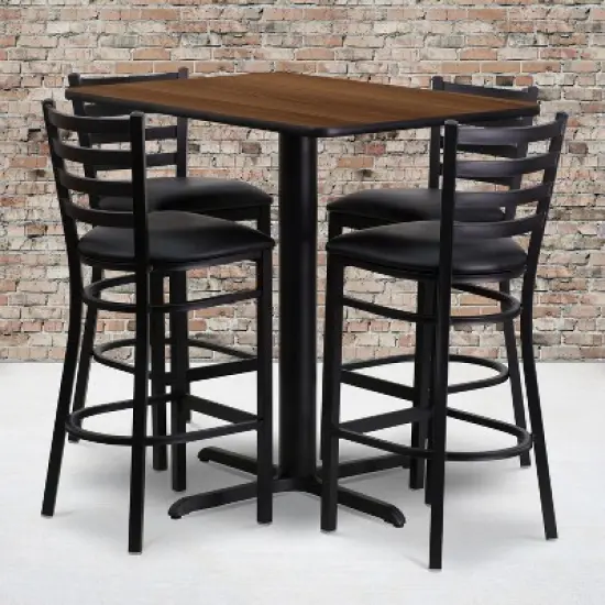 Emma and Oliver 24"W x 42"L Rectangular Laminate Table Set & 4 Ladder Back Stools image {1}