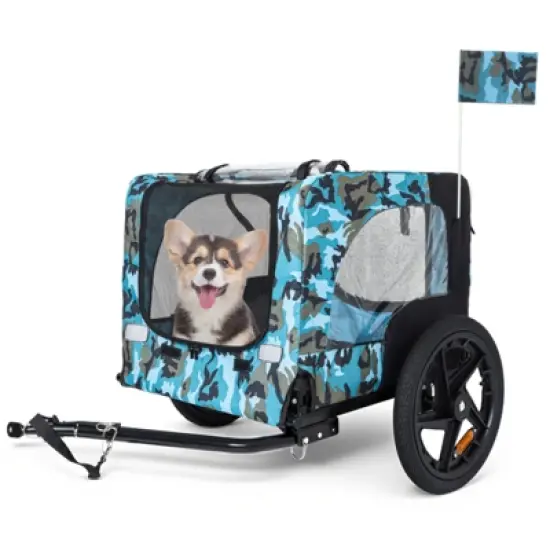 RISOKEYS 16-Inch Foldable Pet Bike Trailer - with Universal Hitch & All-Terrain Wheels, Portable for Road Trips and Daily Rides,for Small Dogs image {17}