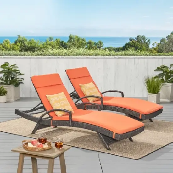 Christopher Knight Home Salem Outdoor Wicker Adjustable Chaise Lounges with Cushion (Set of 2) image {16}