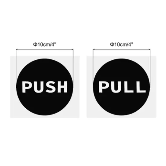 Unique Bargains PVC Self-Adhesive Waterproof Store Round Push Pull Door Sign 2 Set image {1}