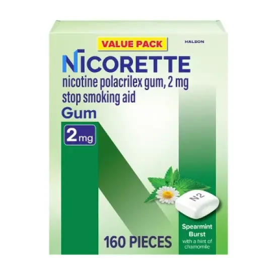 Nicorette 2mg Stop Smoking Aid Nicotine Gum - Spearmint Burst - 160ct image {9}