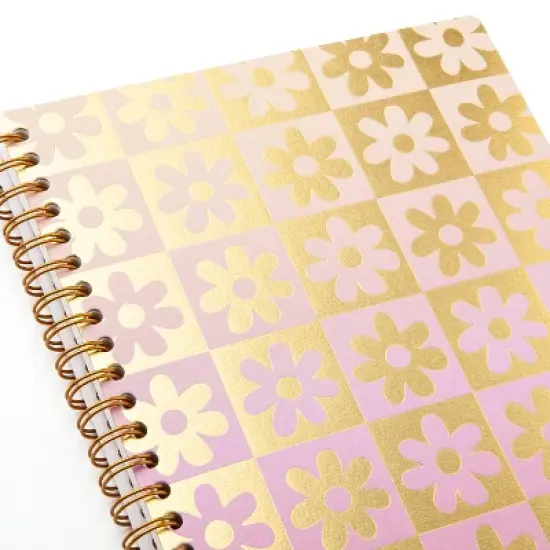 greenroom 6"x8" Spiral Notebook: Metallic Pattern Daisy Checkerboard image {3}