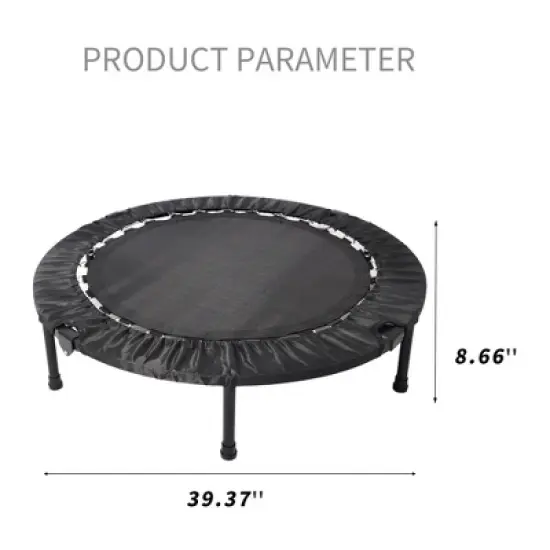 QingMoon 40 Inch Foldable Trampoline With Non-slip Rubber Cover,  Adjustable Foam Handle, Ideal For Fitness, Sports, And Outdoor Recreation image {1}