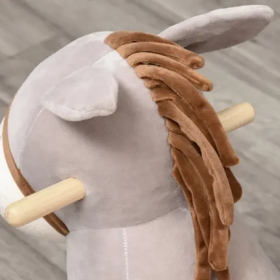 Cesicia Kids Rocking Chair, Plush Ride On Rocking Horse Donkey with Sound, Baby Toddler Rocker Toy for 18 - 36 Months, Gray image {3}