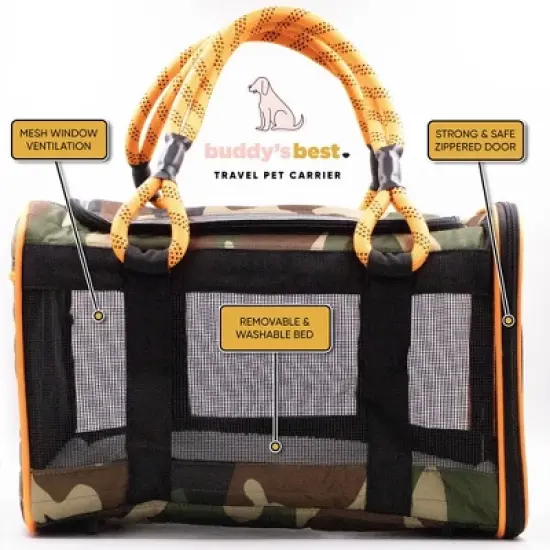 Buddy's Best Airline Approved Pet Carrier - Ventilated Mesh, Waterproof Base image {1}