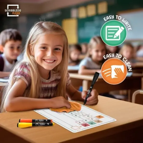 SCRIBBLEDO Division 9"x12" Dry Erase Sheets Pack of 10 image {4}