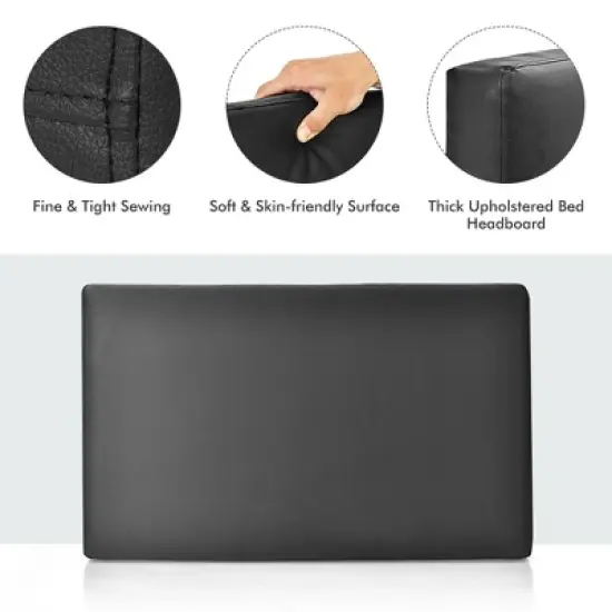 Costway Twin Wall-mounted Headboard Linen Fabric Upholstered Padded Easy Assembly image {6}