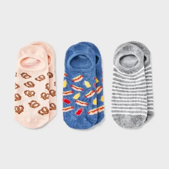 Women's Snacks 3pk Liner Socks - Pink/Heather Gray/Denim Heather 4-10 image {3}