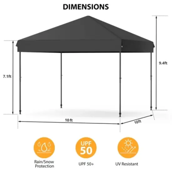 10X10FT Pop Up Canopy - Commercial Instant Shelter, Adjustable Heights, with Wheeled Bag, Portable Gazebo for Patio, Deck, Garden, Beach image {1}
