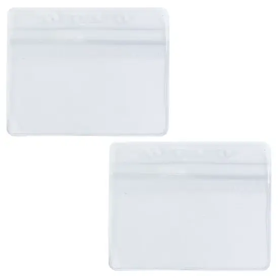 Unique Bargains 2 PCS Clear PVC Waterproof Horizontal Exhibition ID Name Card Badge Holders image {5}