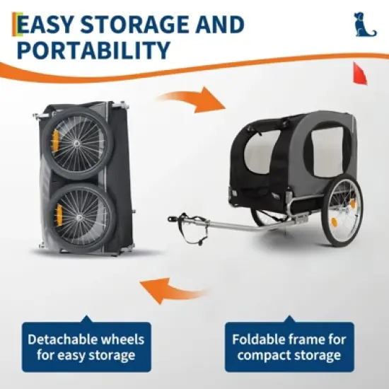 Dog Bike Trailer, 88LBS Dog Cart for Bicycle, Pet Cart Bicycle Carrier for Small and Medium Pets,Easy Folding Cart Frame, Quick Release Wheel image {6}