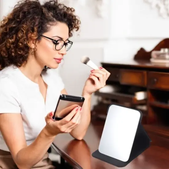 Unique Bargains Women Makeup Mirror for Travel Black 1 Pc image {2}