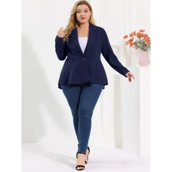 Agnes Orinda Women's Plus Size High-Low Hem Workwear Formal Peplum Blazers image {2}