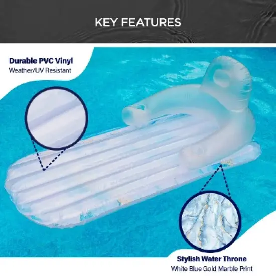 Galvanox Inflatable Water Lounger Floating Chair with Build In Headrest, Armrest and Drink Holder - Great Tanning and Relaxing Pools, Lakes & More image {3}