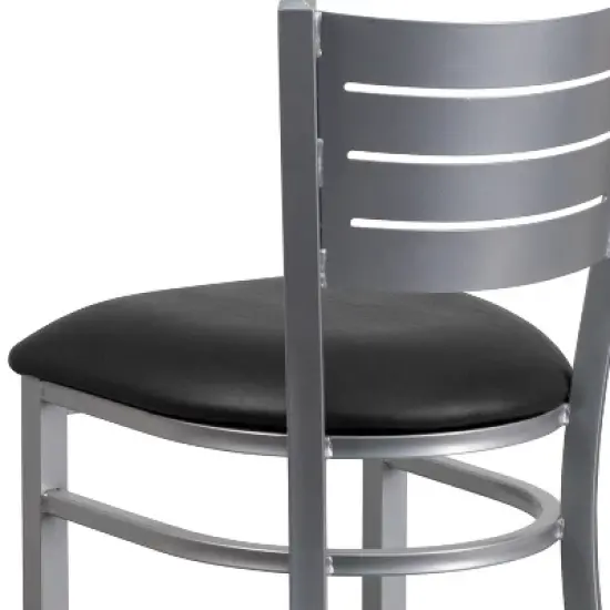Flash Furniture Silver Slat Back Metal Restaurant Barstool image {5}