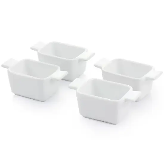 Gibson Elite Gracious Dining 5 Piece Fine Ceramic Tidbit Dish Set with Acacia Wood Base image {2}