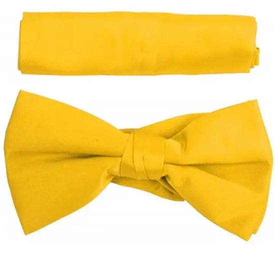 New Men's Solid Pre Tied Bow Tie and Hanky Set image {15}