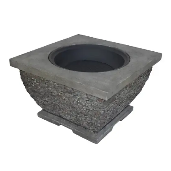 32" MgO Light-Weight Concrete Wood Burning Square Fire Pit, Grey image {6}