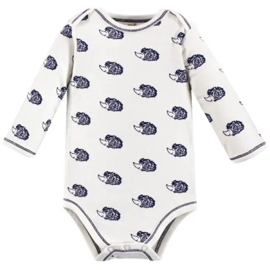 Touched by Nature Baby Boy Organic Cotton Long-Sleeve Bodysuits 3pk, Hedgehog image {2}