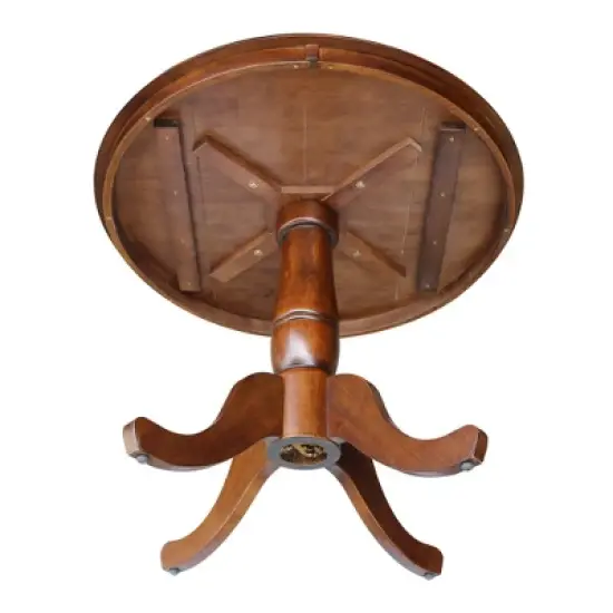 36" Round Top Pedestal Dining Table Brown - International Concepts image {3}