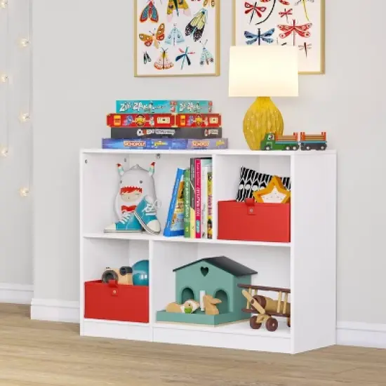 Kids' Horizontal Bookcase with Cubbies White - RiverRidge Home image {4}