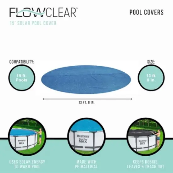 Bestway Flowclear Round Above Ground Solar Pool Cover Only for Pool Water Maintenance of Swimming Pools image {3}
