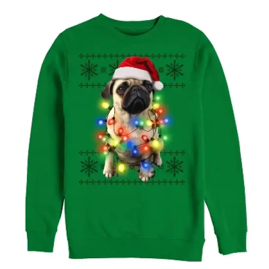 Men's Lost Gods Ugly Christmas Pug Lights Sweatshirt image {3}