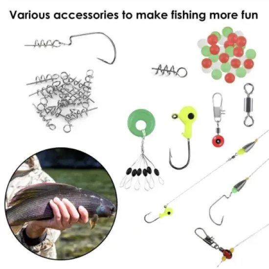Wikineon 188Pcs Fishing Accessory Kit Portable Fishing Set Including Jig Hooks Sinker Weights Spoon Lure Removable Split Shot With Tackle Box image {2}