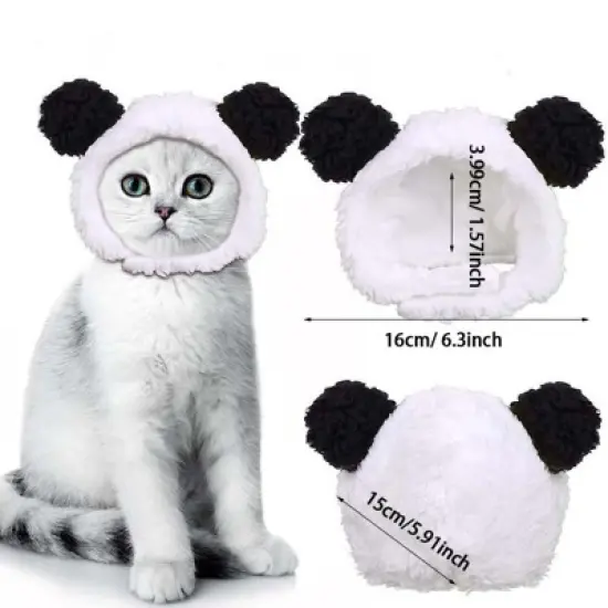 1 Or 2pcs Cute Cat Costume Warm Bear Hats For Cat Adjustable Soft Small Pet Headwear Bear Hat For Cat Puppy Dog Holiday Christmas Halloween image {4}