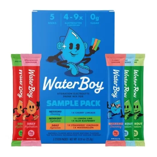 Waterboy Hydration Sports Drink Trial Pack - 0.91oz/5ct image {5}