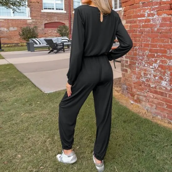 Women's Cutout V-Neck Jogger Jumpsuit - Cupshe image {3}